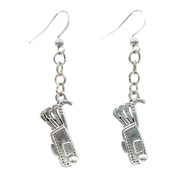 Golf Bag Dangle Earrings – Golf Lover Jewelry - Picture 1 of 3